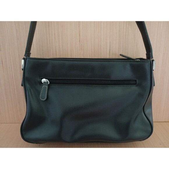 Liz Claiborne Black Shoulder Bag Adjustable Strap Front & Back Pockets - Picture 4 of 15